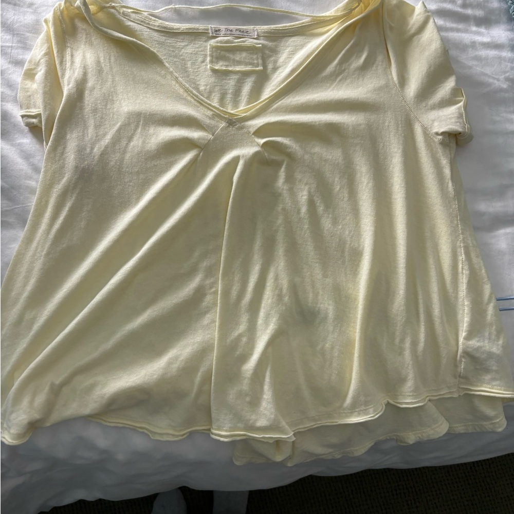 We The Free Light Yellow V-Neck Tee